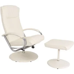 Relaxsessel Siena mit Hocker ~ creme-weiß