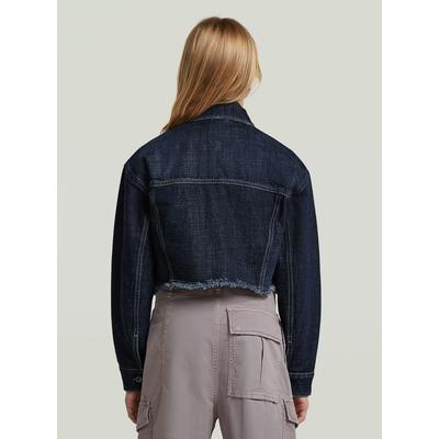 Outdoorjacke G-STAR "Girls Cropped Denim Jacke", Kinder, Gr. 14, blau (schwarz), Obermaterial: 100% Baumwolle, Jacken Outdoorjacke