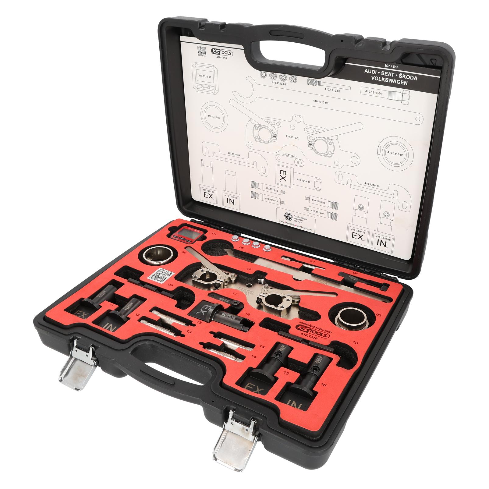 KS Tools Motoreinstellwerkzeug-Satz für Audi, Seat, Skoda, Volkswagen, 23-tlg (410.1310)
