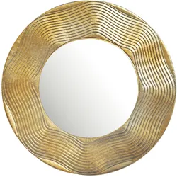 WANDSPIEGEL Rund Metall Gold 74 cm Wellenmuster