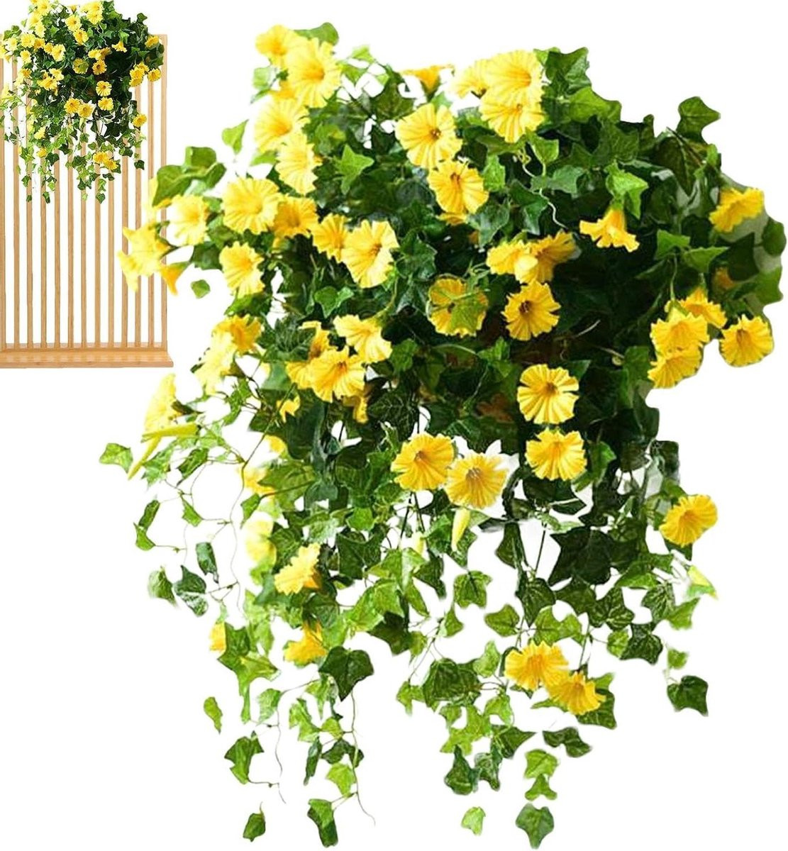 Geel Kunstbloemen Buiten Petunia Decoratie UV-bestendig 65 cm Lengte