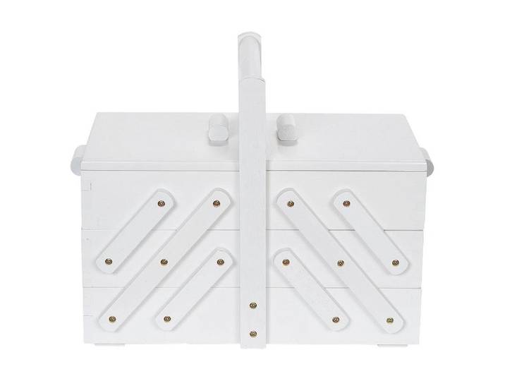 Kiste PRYM Weiss, M , weiss (weiß), B:19cm H:28cm Ø:0cm, Aufbewahrungsboxen, Kiste