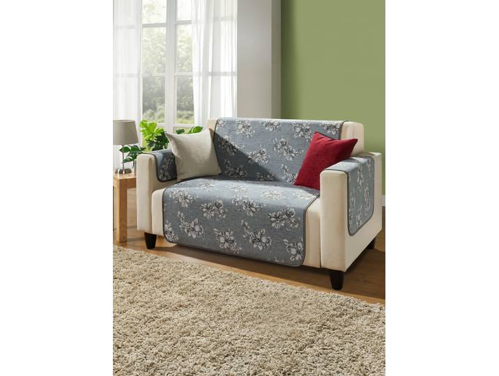 Hochwertige Wohnaccessoires mit Bandeinfassung, Grau, Größe 101 (Sesselschoner, 50x150 cm)