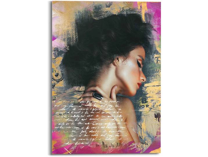 Glasbild REINDERS Glasbild Glamour Frau Farbenfroh - Sensual - Modern - Paper Art , bunt (farbe bild(er): mehrfarbig), B:50cm H:70cm, Acrylglas, Bilder, Glasbild