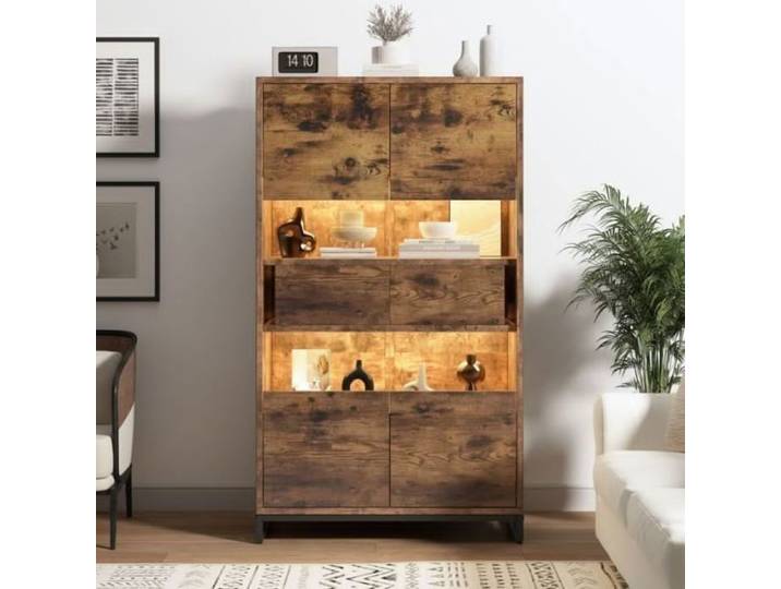 Vitrine de rangement LED Compartiment de rangement ouvert et 2 tiroirs