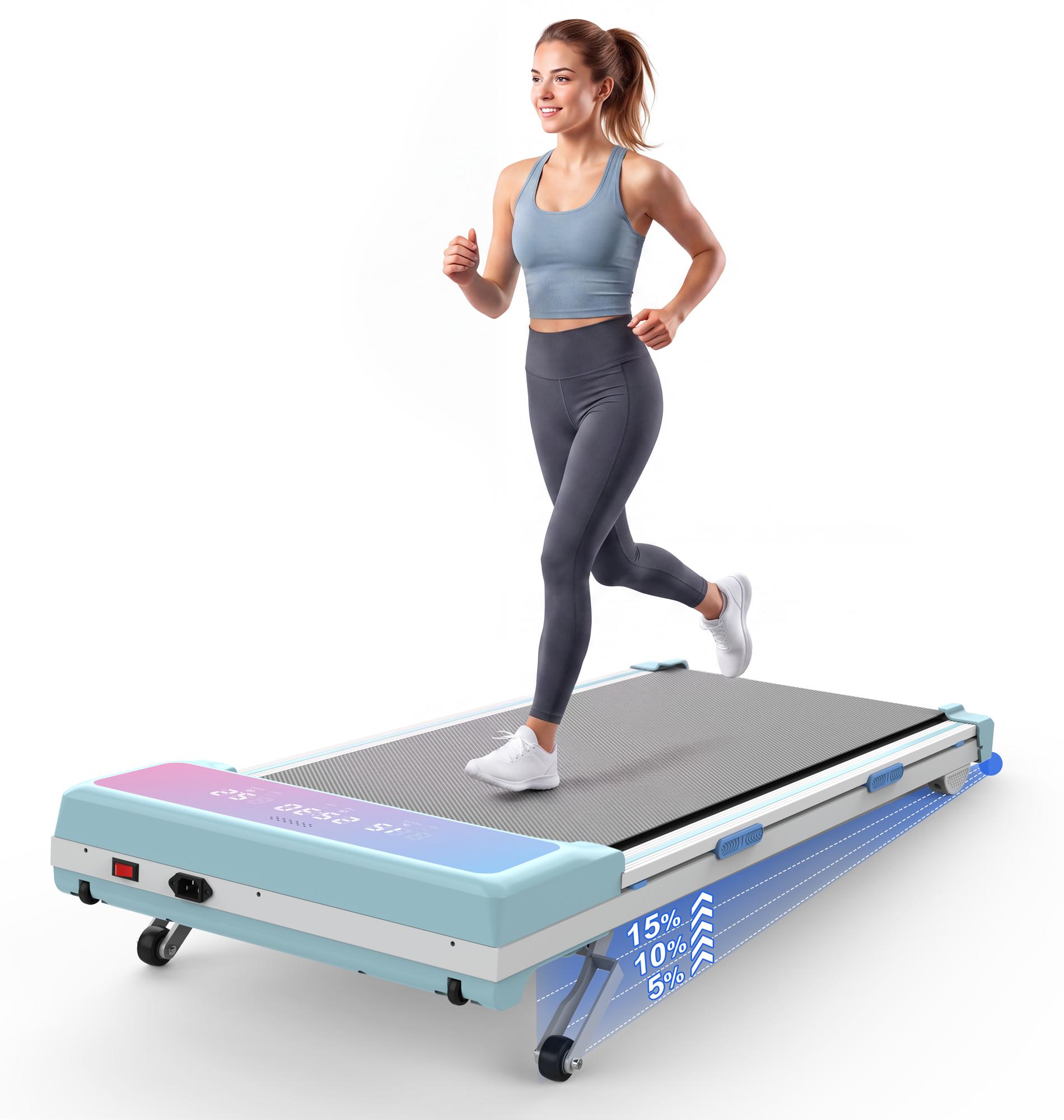 Walking Laufbänder, Laufband Für Zuhause mit 15% Automatischer Steigung, Max 150KG, Leiser Motor,blau, 118.5 cm, 13 cm, 150 kg, 51 cm