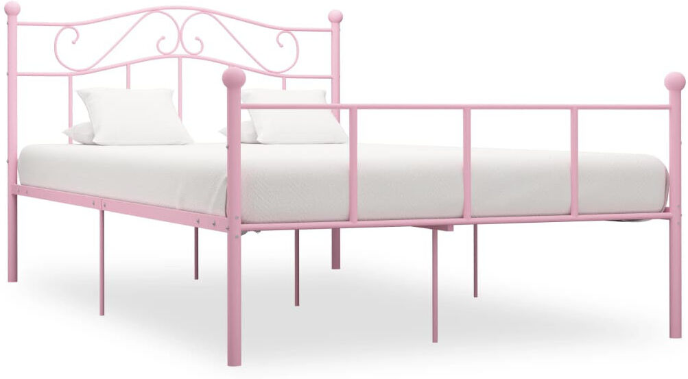 Marlow Home Co. Vankirk Metal Bed Pink European Double (140 x 200cm)