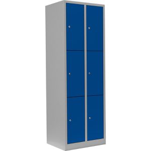 Lüllmann Schließfachschrank 520321, blau, 6 Fächer, Stahl, 60 x 180cm, mit Zylinderschloss