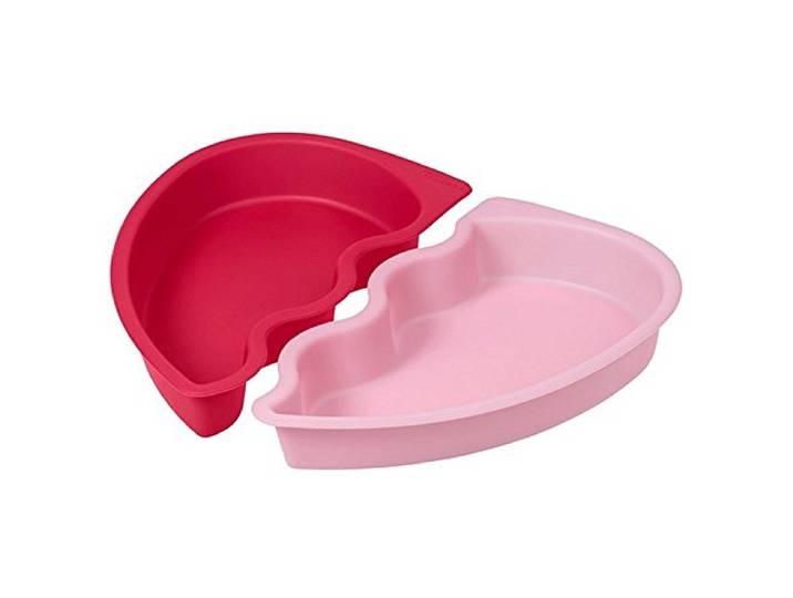 Wilton in hartvorm siliconen bakvorm set, rood/roze