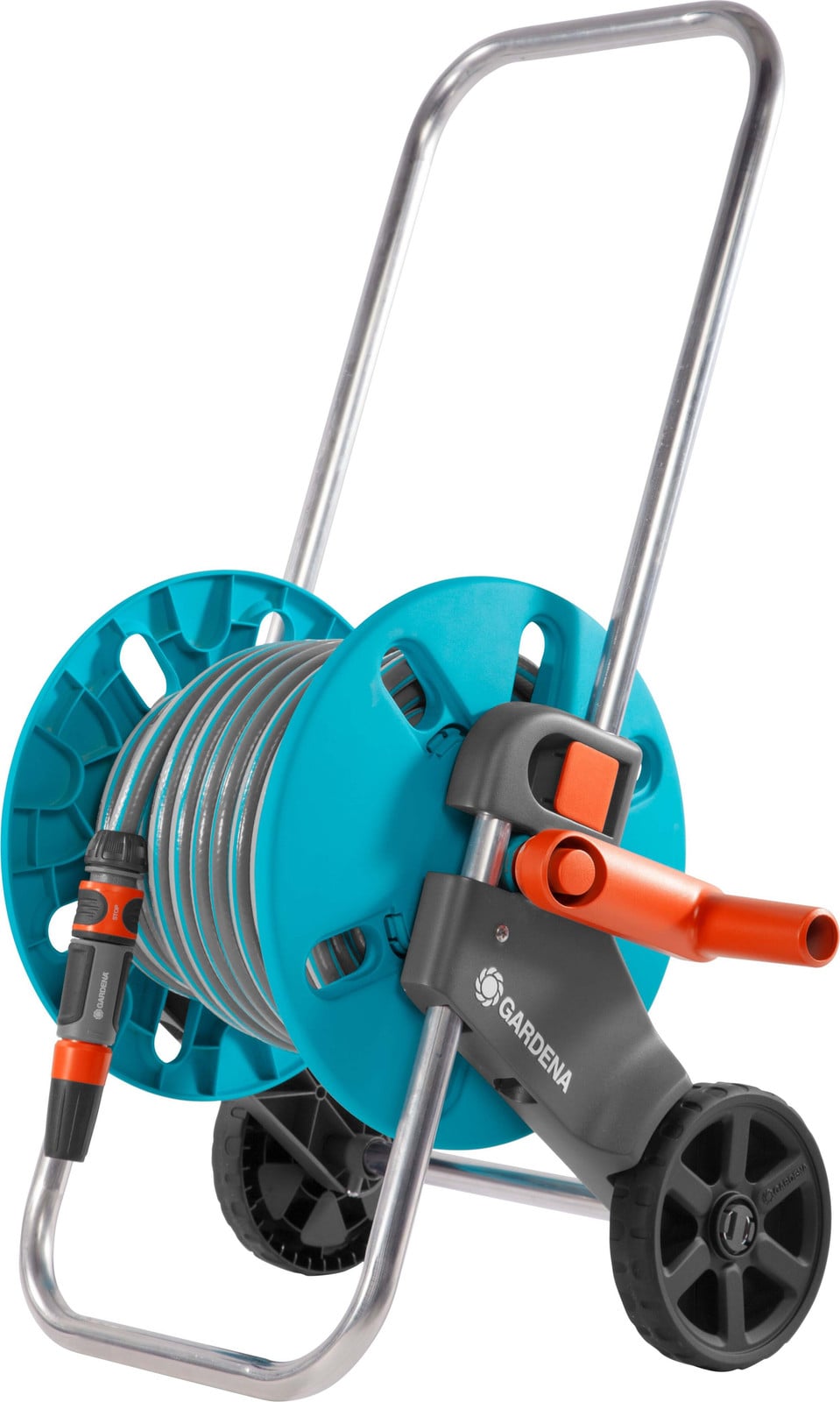 Gardena CleverRoll Tuinslanghaspel met wieltjes maat S, 20m slang ø 13mm en sproeikop, zwart-blauw-zilver