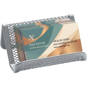 Q-Connect Visitenkartenhalter KF04729, aus Metall, silber, 1 Fach für 50 Karten