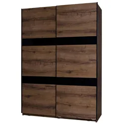 SCHWEBETÜRENSCHRANK Devon 2 Türen mit 2 Kleiderstangen, Eiche monastery