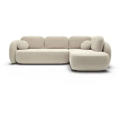 ECKSOFA AMICO II R-S Beige Geflochtener Stoff mit Schlaffunktion