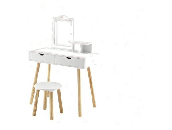 mophrati Schminktisch aus Holz für Kinder mit Spiegel und Zwei Schubladen Schminktisch aus Holz für Kinder mit Spiegel und zwei Schubladen