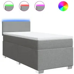 vidaXL Boxspringbett mit Matratze Hellgrau 80x200 cm Stoff