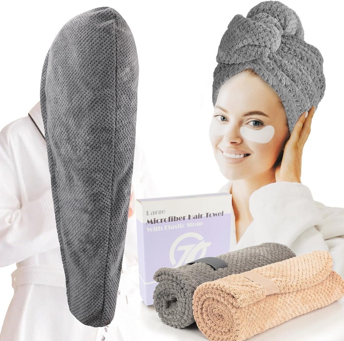 Grote Microvezel Haarhanddoek - Super Absorberende Haarband voor Nat Haar