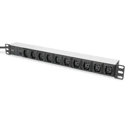 Digitus Steckdosenleiste mit Aluminiumprofil, 10-fach, 2 m Zuleitung IEC C14 Stecker