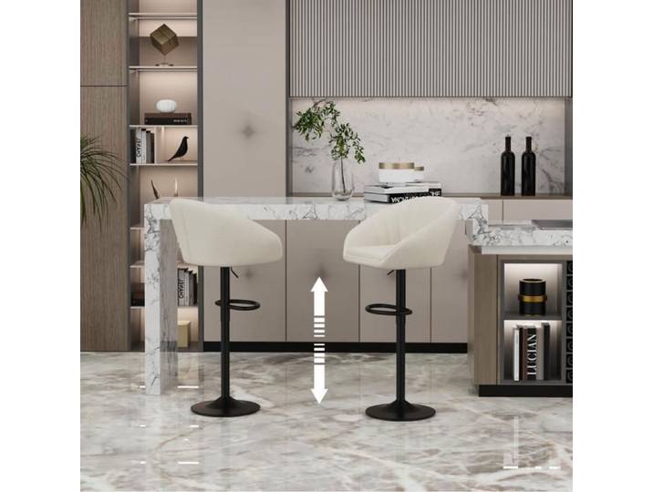 Lot de 2 Tabouret de Bar PIPIPOXER Chaise de Bar Tissu en Lin et Réglable en Hauteur Tabouret de Cuisine Rotatif 42x30x58-80cm Beige