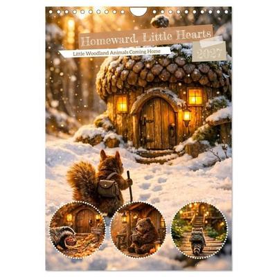 Homeward, Little Hearts. Little Woodland Animals Coming Home (Wall Calendar 2027 DIN A4 portrait), CALVENDO 12 Month Wall Calendar