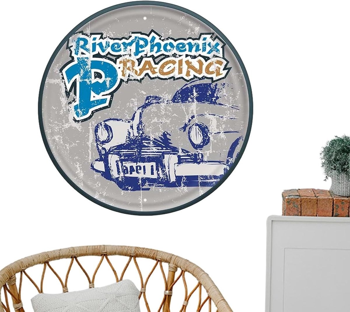 Metalen Wandbord Stijl 1 Rond - Decoratiebord voor Muurdecoratie - 30 cm Diameter