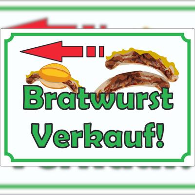 HB-Druck Bratwurst Werbeaufkleber Aufkleber mit Pfeil nach links A4 (210x297mm)