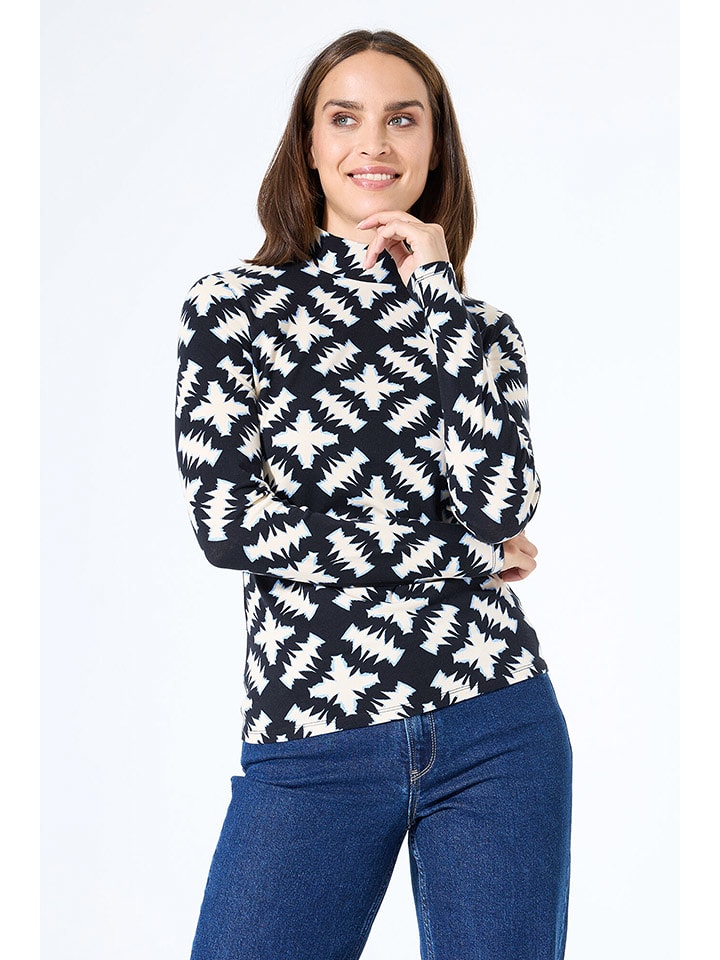 Garcia Longsleeve in Schwarz/ Creme - L