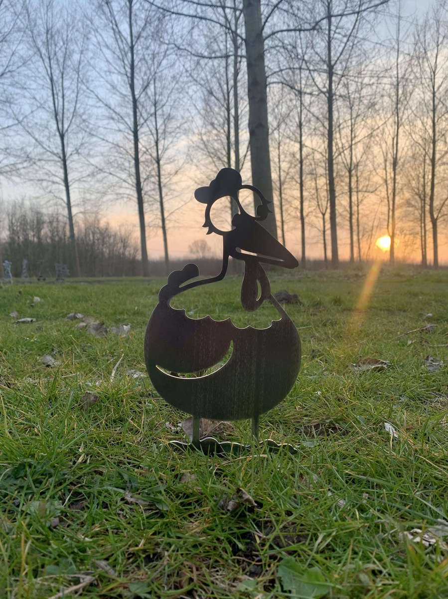 Babs de kip - Metalen tuin decoratie van Cortenstaal