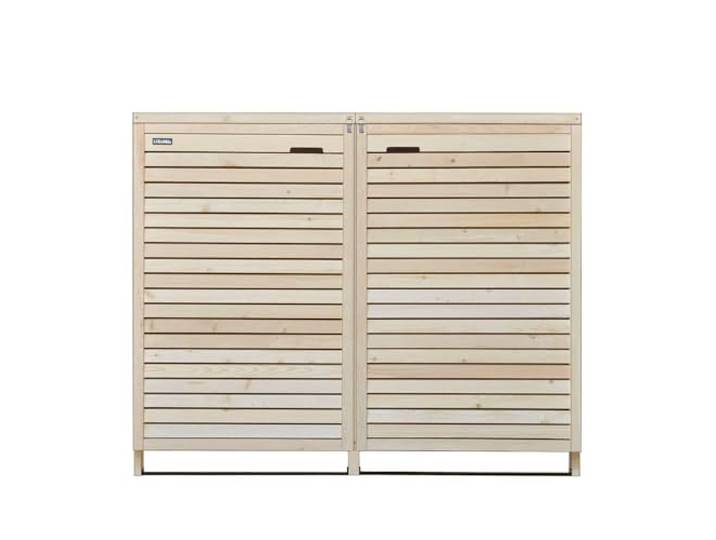 Mülltonnenbox Mülltonnenverkleidung Holz 240L Natur inkl. Rückwand vormontiert Müllcontainer Mülltonnenschrank Mülltonne Adria (2 Tonnen)