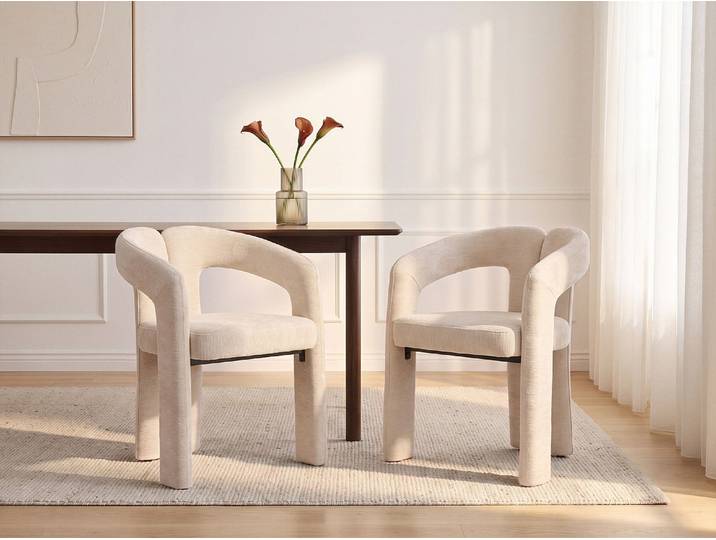 2er-Set Stühle aus strukturiertem Stoff - Beige - SAVINSKY