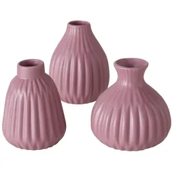 Boltze Vase Esko 3er-Set, Dunkelrosa