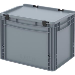 AUER Eurobox ED 43/32 HG, grau, 30 Liter, mit Deckel, geschlossene Griffe, 40 x 30 x 33,5cm