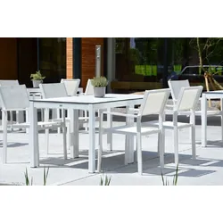 Outdoor Tisch Quadrat Hpl-Schichtstoff weiß / schwarz 120x120