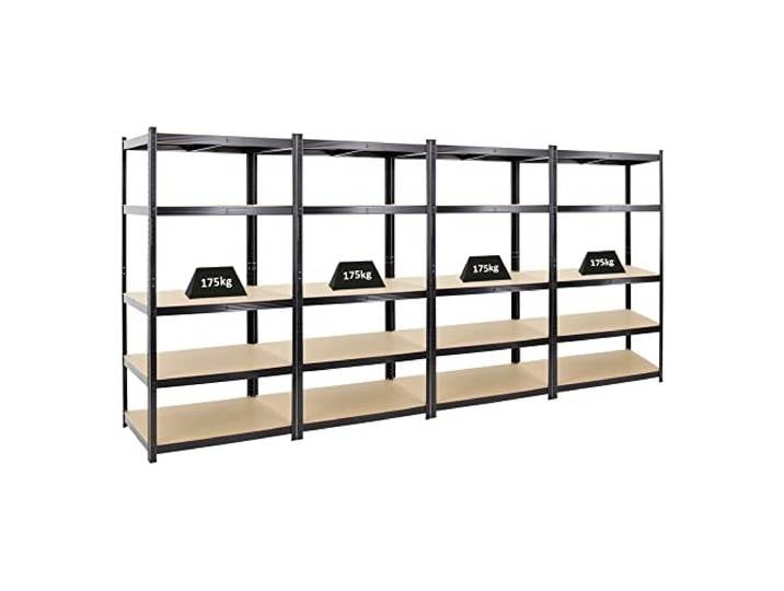 PROREGAL Mega Deal 4X Schwerlastregal Taurus Schwarz 180x90x60cm mit Fachlast 175kg Kellerregal, Steckregal, Garagenregal, Lagerregal