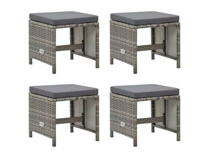 Tabourets de jardin 4 pcs avec coussins Résine tressée Gris 316750