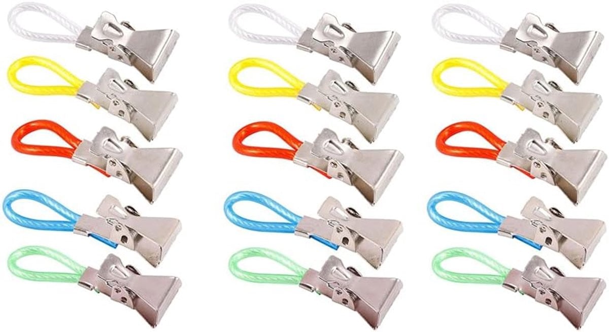 SnelShoppen 15 stuks handdoekhangers multifunctionele metalen klemmen voor de keuken en badkamer in 5 kleuren