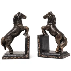 Moritz Design 2er Set Gußeisen Buchstützen Pferd 8 x 9 x 15 cm Skulptur Statue