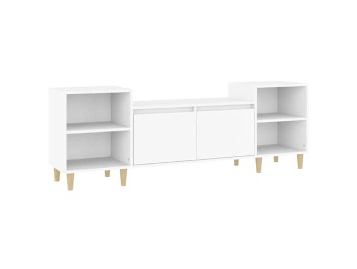 GKHPYURE TV-Schrank weiß 160 x 35 x 55 cm Holz mehrschichtig 6 Fächer, Türen zum Schutz vor Staub, Ausstellungsfläche, Eukalyptusholz