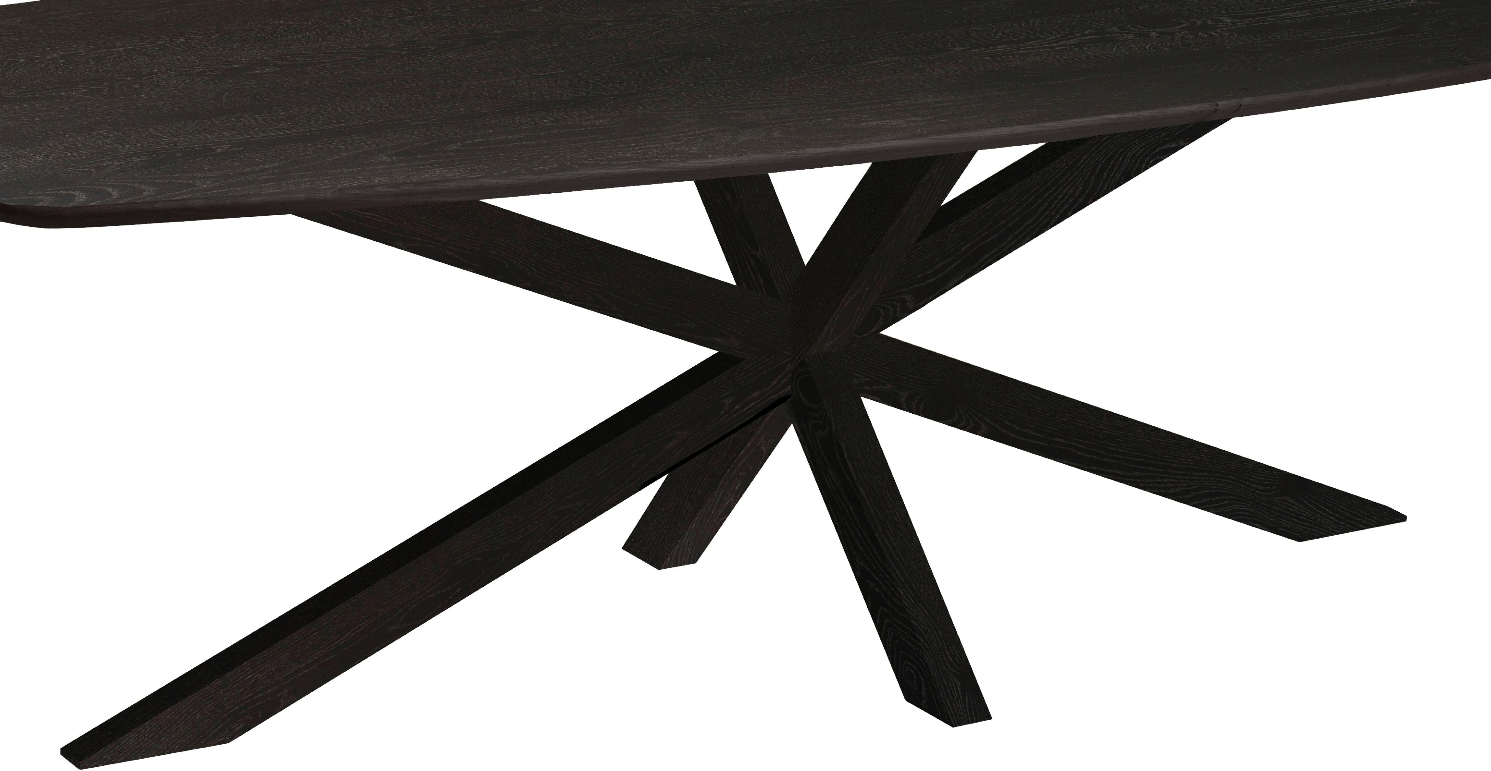 Esstisch OMG DESIGN "Nottingham", schwarz (schwarz night, schwarz night, schwarz night), B:275cm H:77cm T:130cm, Tische, Esstisch, Eiche Massivholz, mit Spider-Gestell