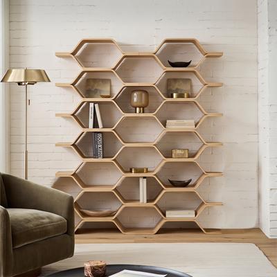 WILK Bamboo Wood Modular Honeycomb Bookshelf, Shelving