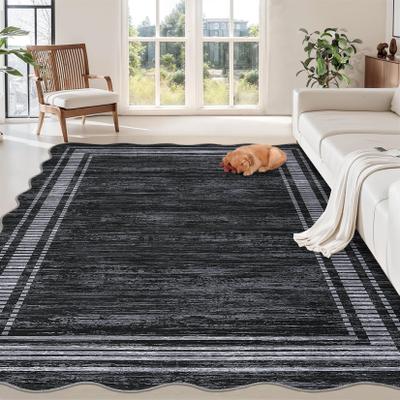 Garvee Modern Scalloped Washable Polyester Area Rug