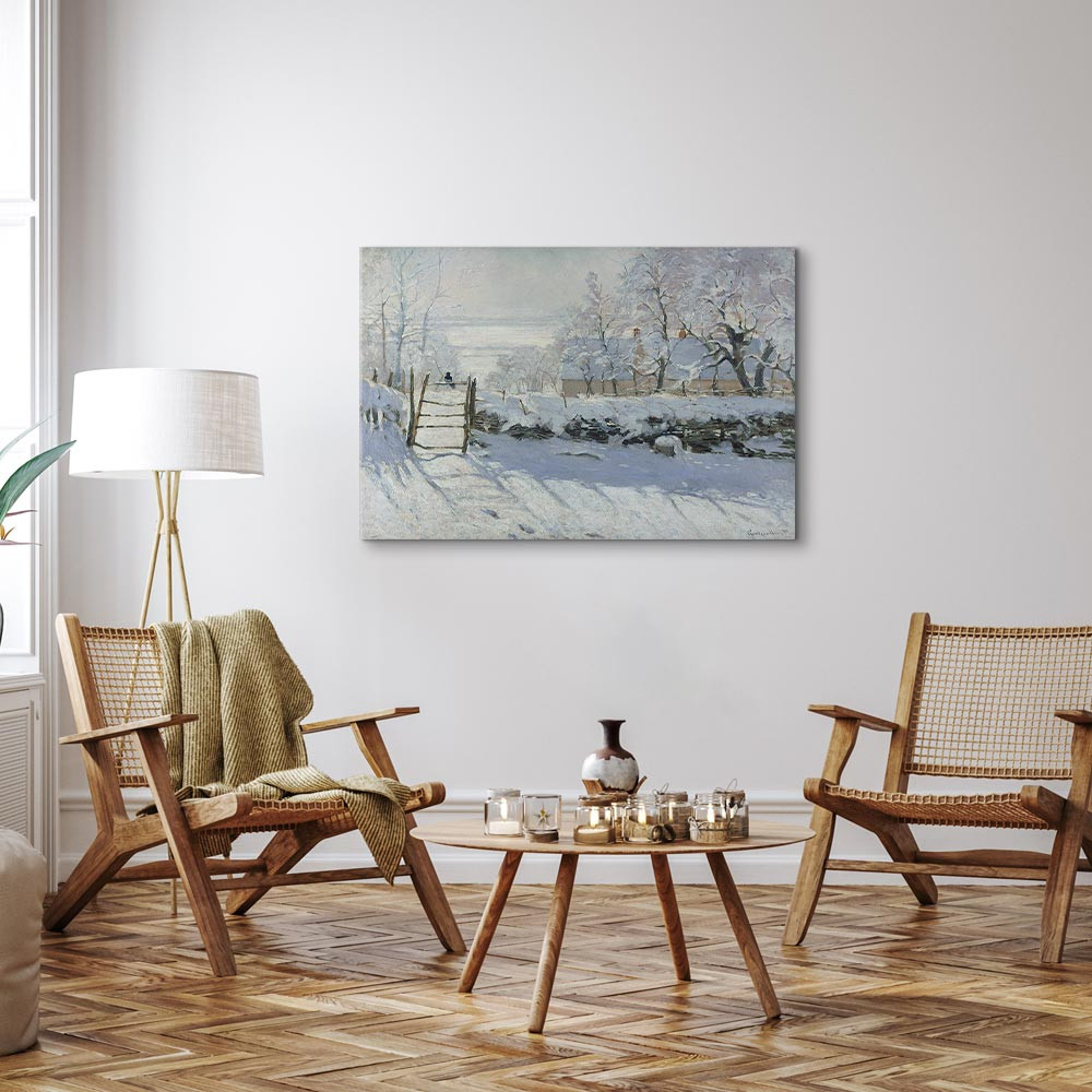 home24 Canvas afbeelding Tha Magpie vilt grijs/wit, Breedte: 90 cm, Hoogte: 60 cm