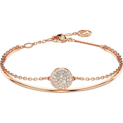Armreif SWAROVSKI "Sublima Round" Gr. M, rosa (roségoldfarben, kristallweiß, kristallweiß), Armbänder, Damen, M, Metall, Armreif, mit Swarovski Kristall