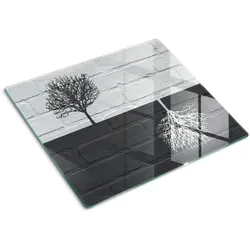 GLASPLATTE 60x52 cm Wand aus Bäumen