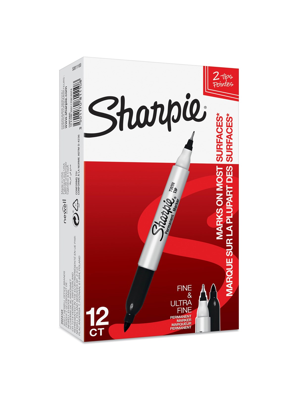 Sharpie Doppelseitiger Permanent Marker | Marker Stifte mit Doppelspitze (Fein & ultrafein) | schwarz | 12 Stück Market Set