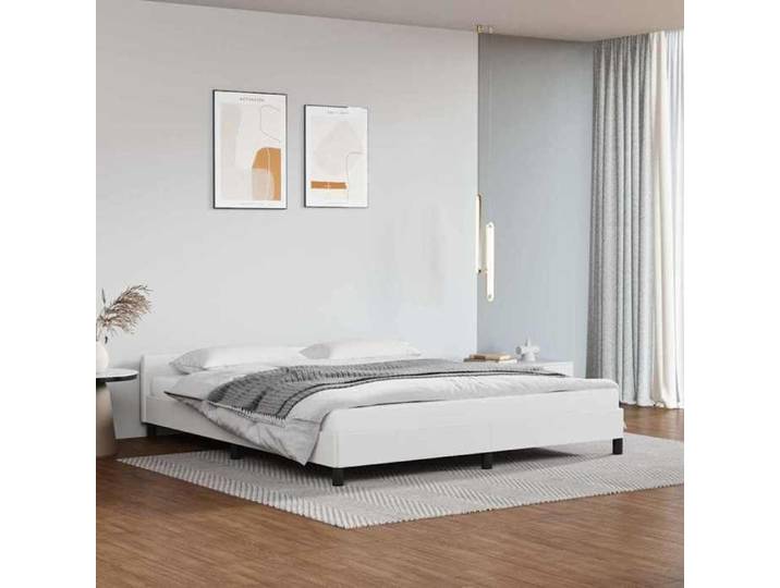 Cadre lit tête blanc 160x200 cm avec tête rembourrée design élégant grand format chambre spacieuse confort