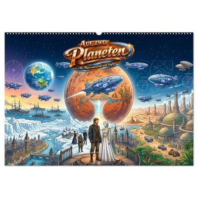 Auf zwei Planeten – Als Mars und Erde sich trafen (Wandkalender 2027 DIN A2 quer), CALVENDO Monatskalender
