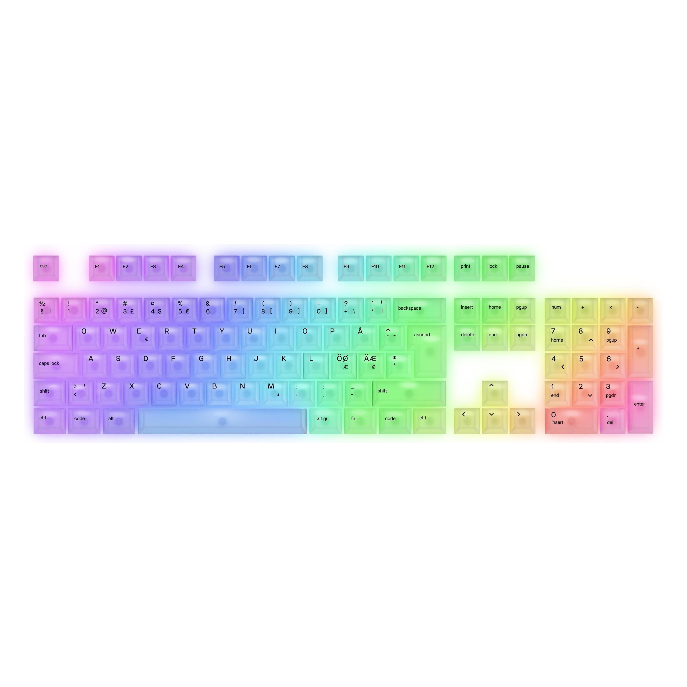 Glorious Polychroma V2 RGB Keycaps - Nordic ISO (115pcs) Cherry Profile (GLO-KB-ACC-KC-PC-POLY-ND)