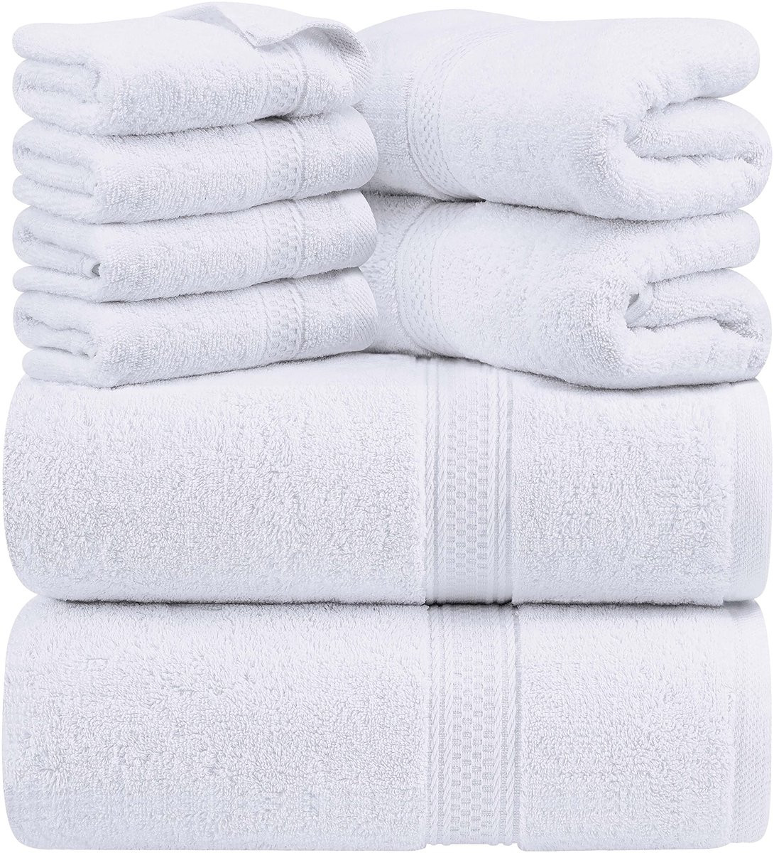 Unyqoos 8-delige Luxe Handdoekenset voor Badkamer en Spa