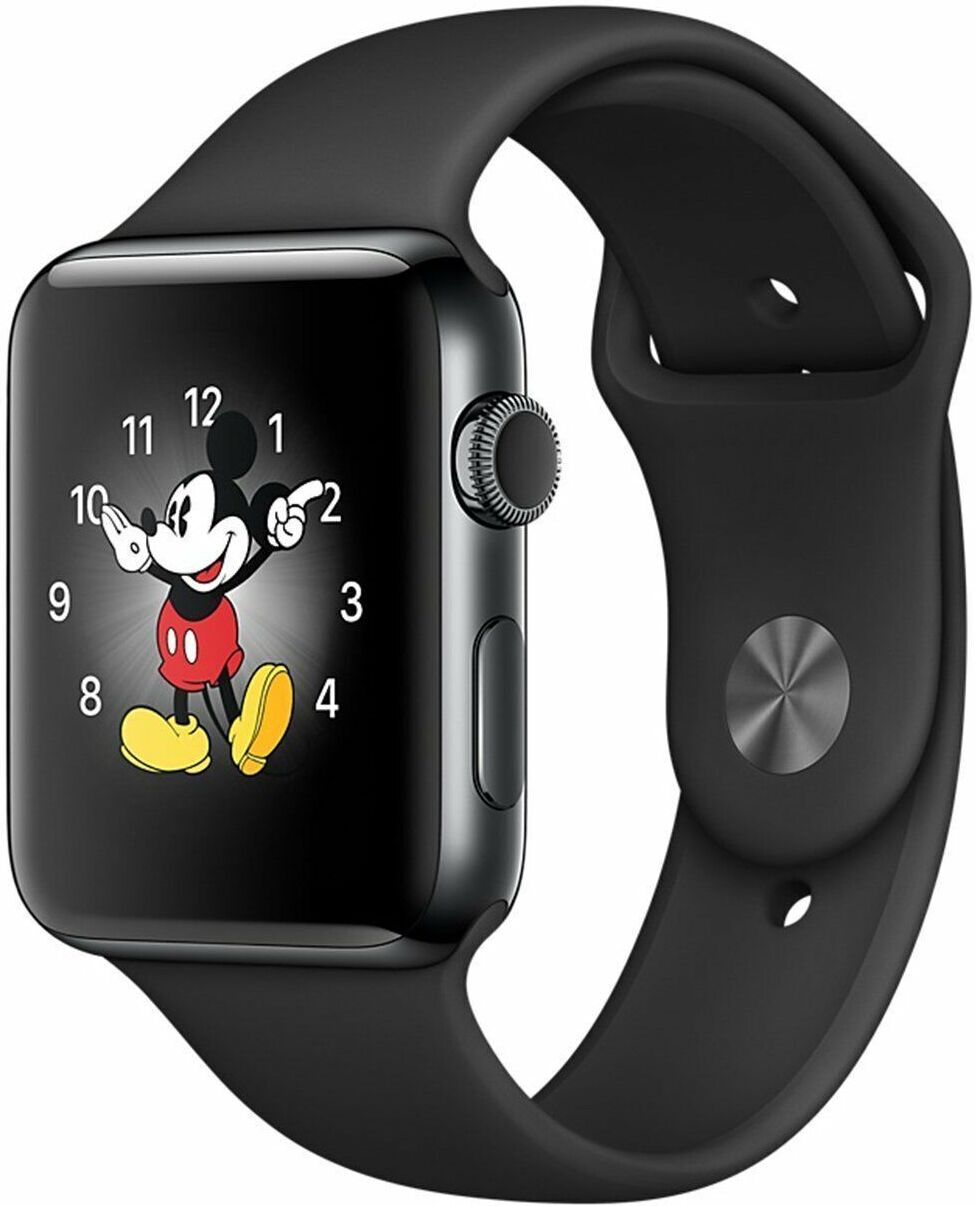 Apple Watch Series 2 Stainless Steel 38 mm (2016)   Case black   sport strap black - Refurbished
