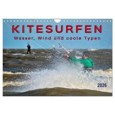 Kitesurfen - Wasser, Wind und coole Typen (Wandkalender 2026 DIN A4 quer), CALVENDO Monatskalender